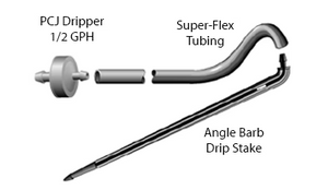 Netafim - 0.5 GPH Dripper Stake Assembly w/ Micro-tube and Angle Barbed Stake (25/Pack)